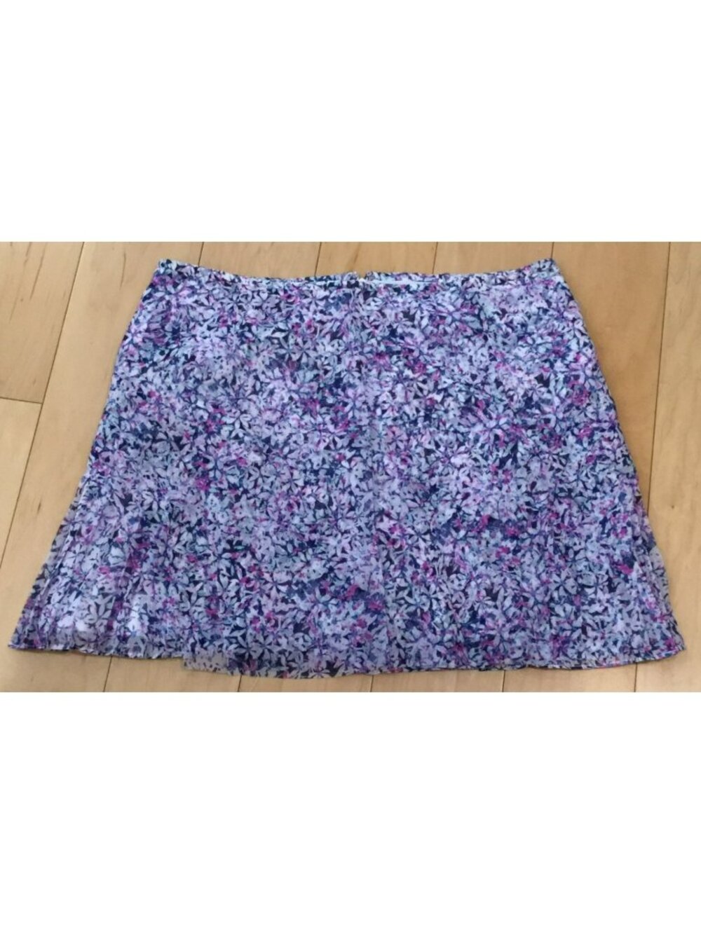 Banana Republic Skirt Womens Size 12 Purple Floral Ruffle Asymmetric